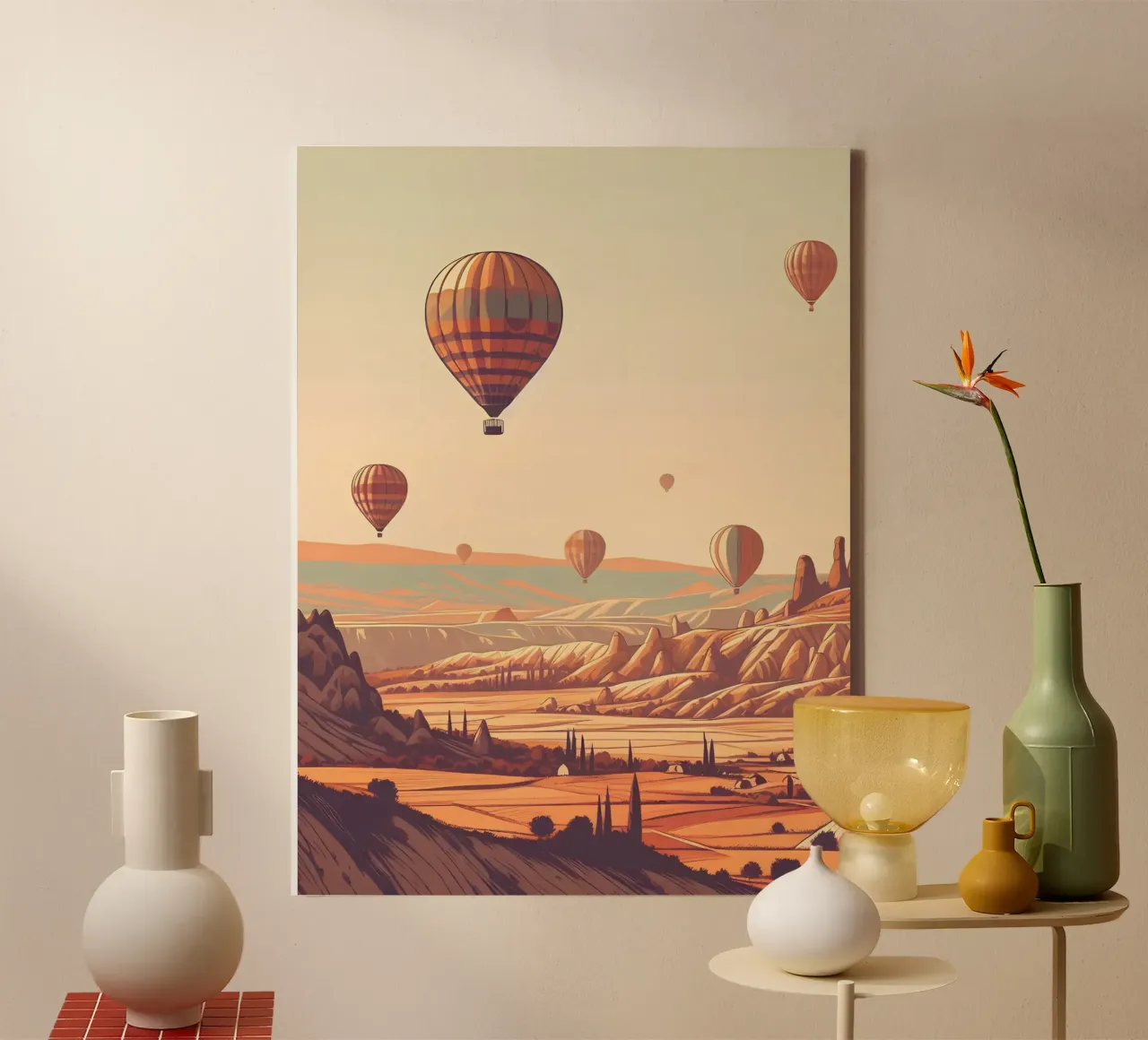 Mongolfiere sulla Cappadocia tela con Cornice a cassetta da Digital Naive