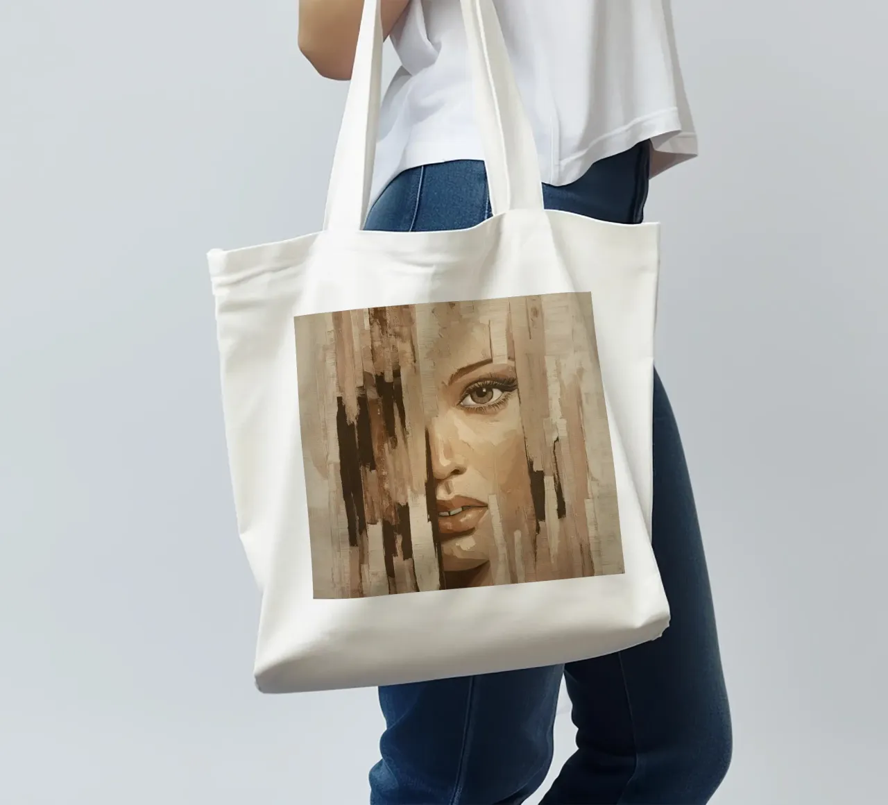 Abstract face borsa in juta da Imagine