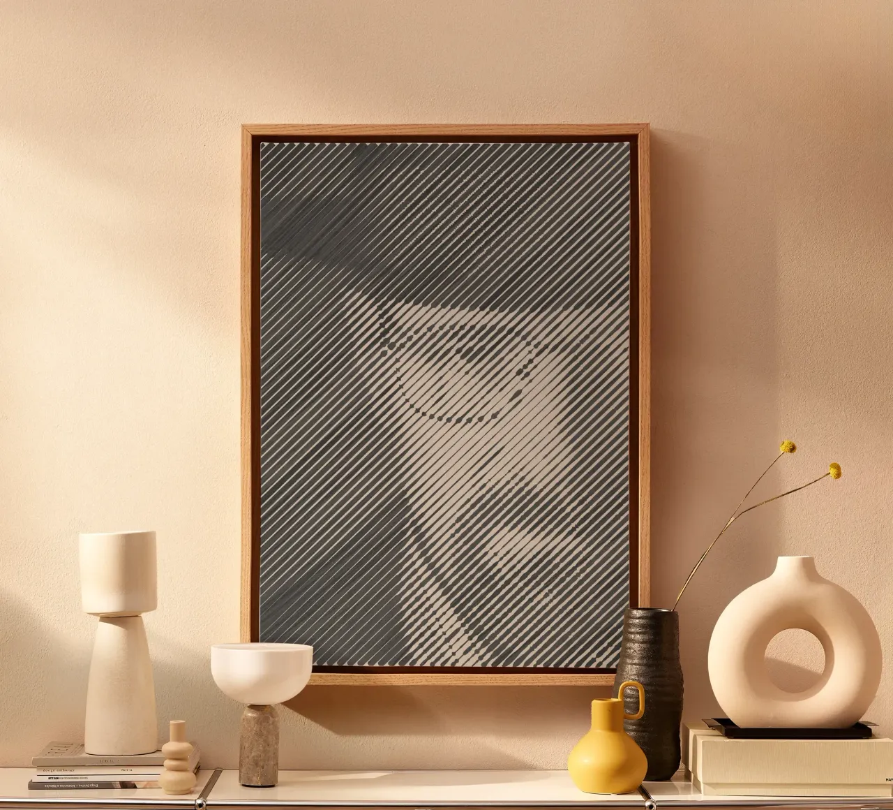 "Walter" Zwart Wit Muurkunstprint canvas met Baklijst van Studio Mooodz