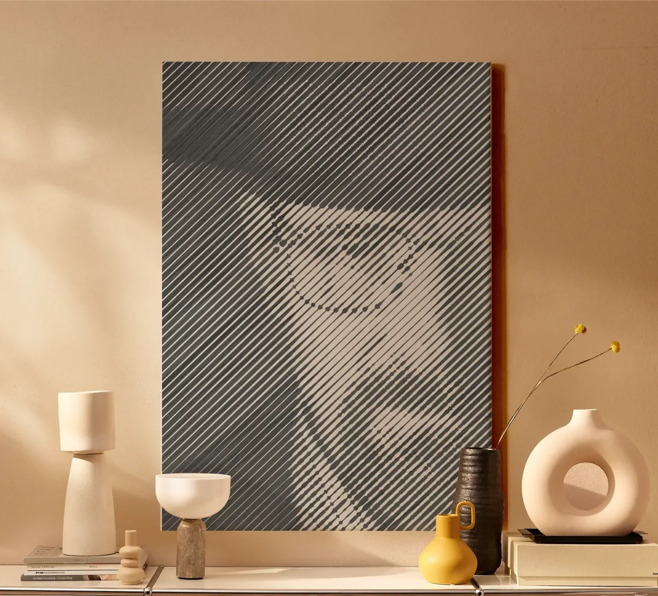 "Walter" Zwart Wit Muurkunstprint canvas met Baklijst van Studio Mooodz