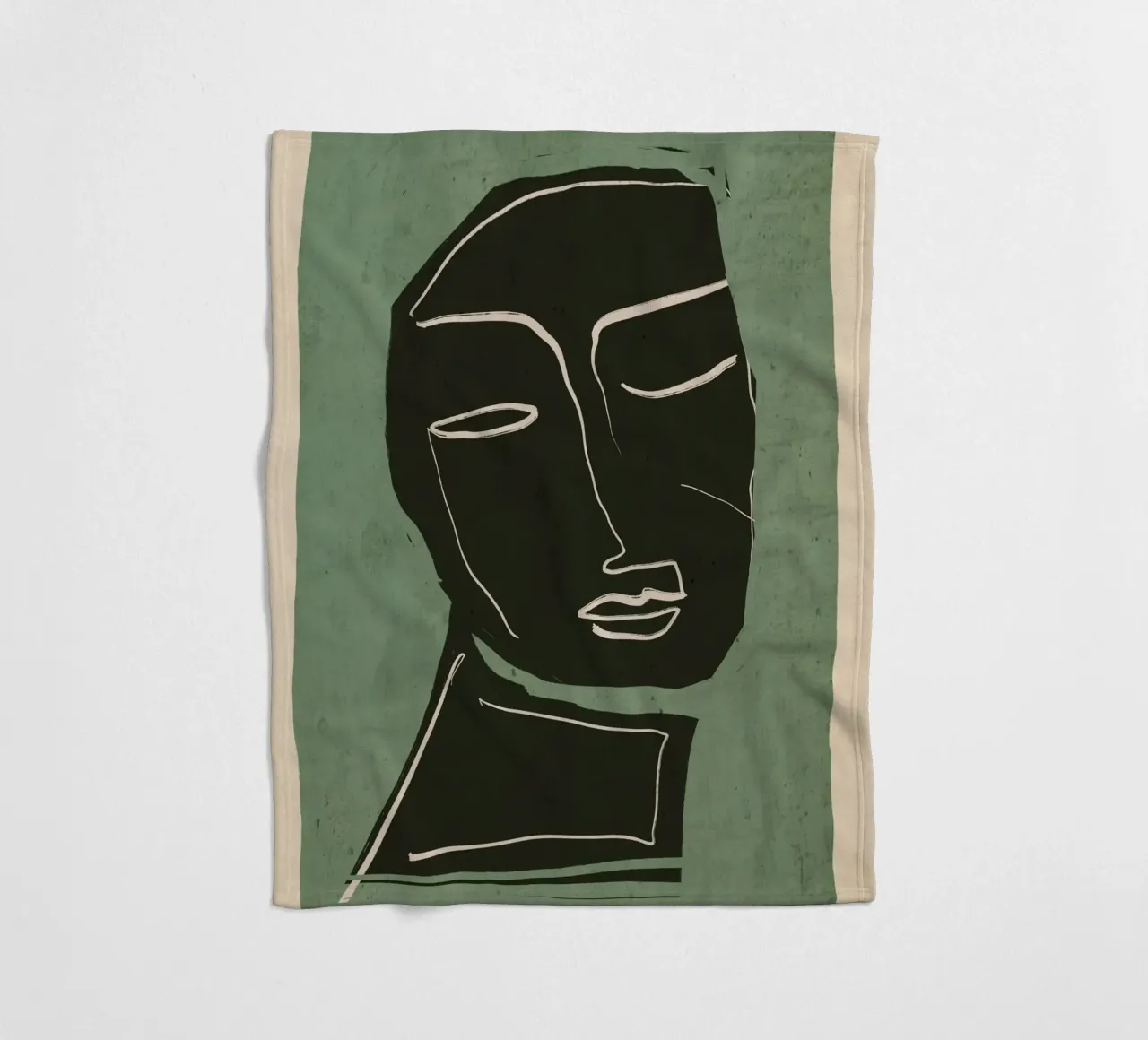 Minimal Abstract Art Face 2 fleece blanket by ThingDesign
