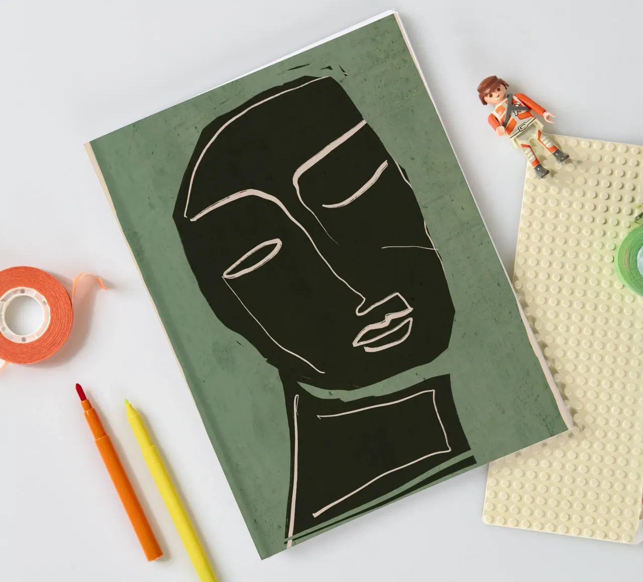 Minimal Abstract Art Face 2 notebook by ThingDesign