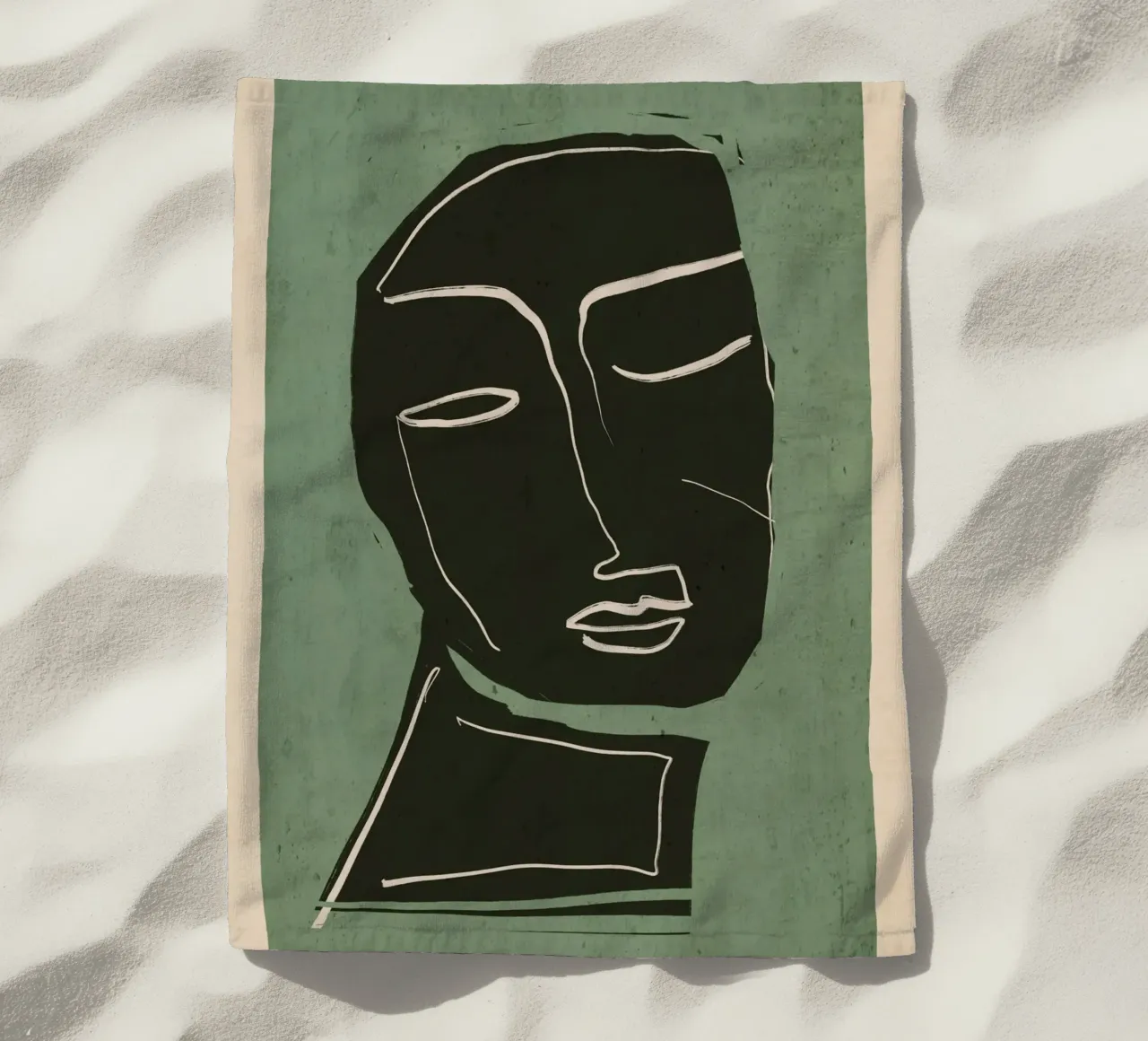 Minimal Abstract Art Face 2 beach towel by ThingDesign