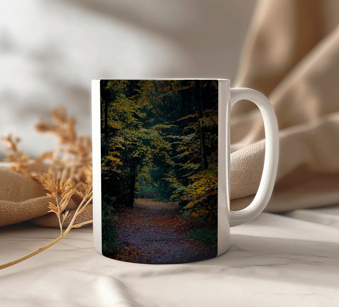 Forest pathway ceramic mug by Tom's Wildlife