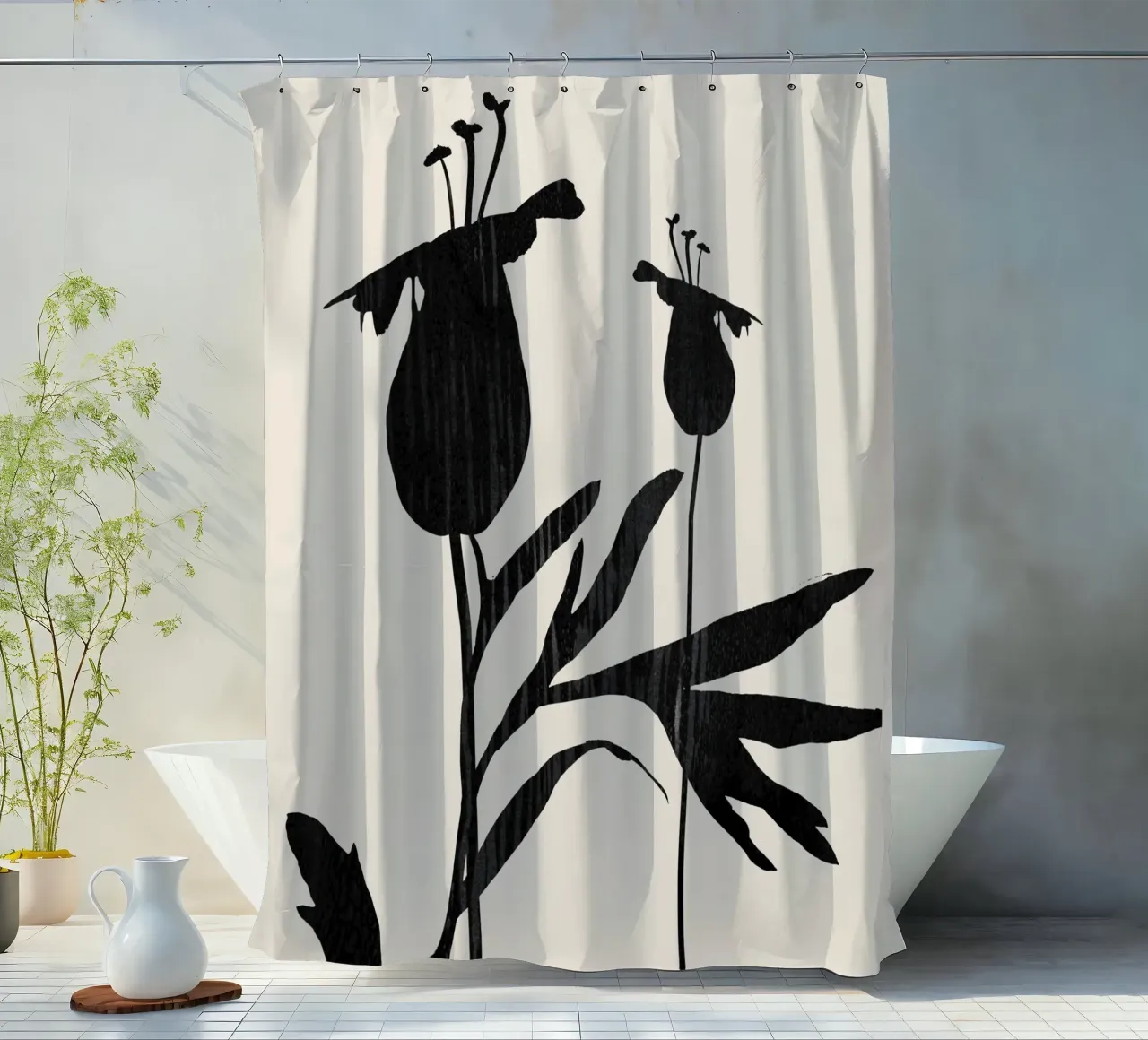 Abstrakte Kunst Minimal Pflanze a1 Duschvorhang von ThingDesign