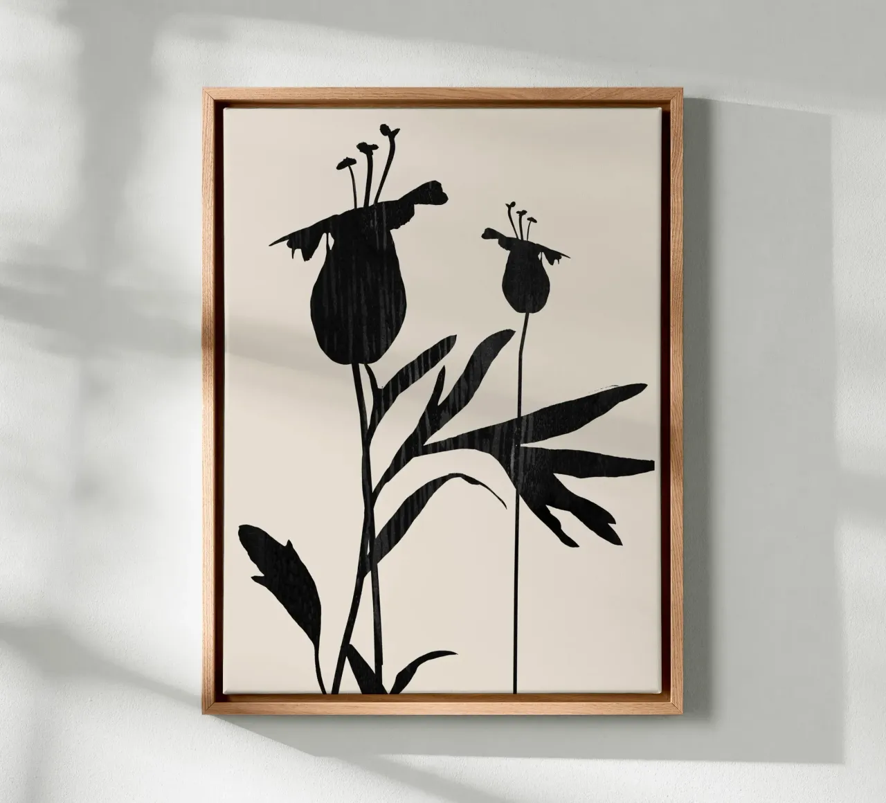 Abstracte kunst Minimal Plant a1 canvas met Baklijst van ThingDesign