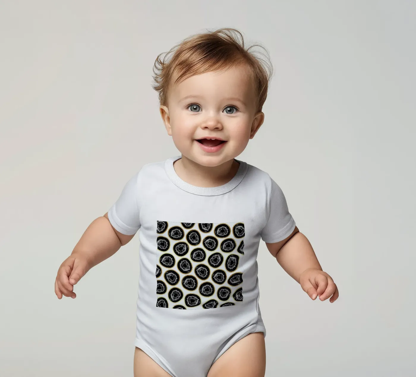 Kiwi Pattern Kurzarm Babybody von Elisabeth Fredriksson