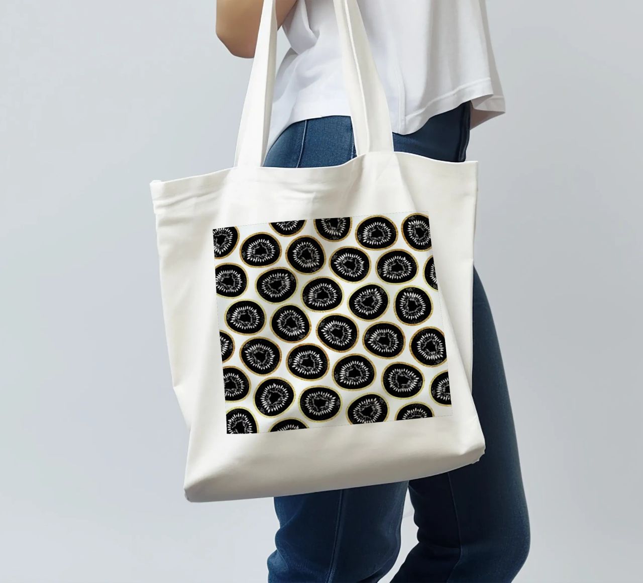 Kiwi Pattern borsa in juta da Elisabeth Fredriksson