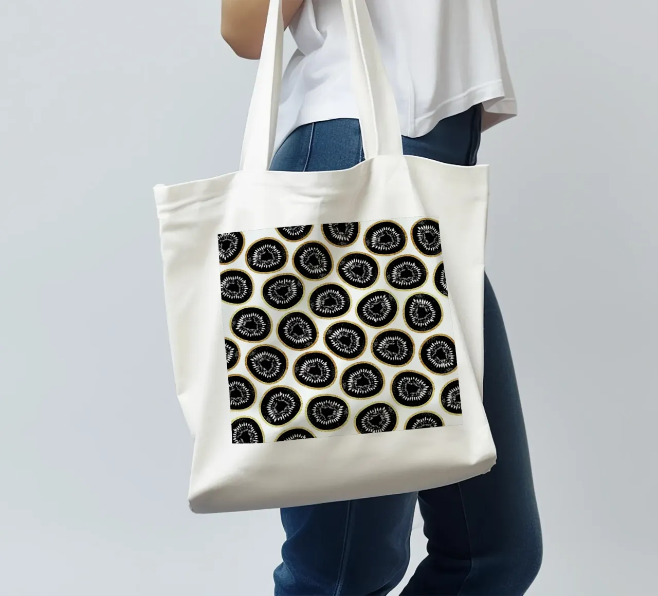 Kiwi Pattern borsa in juta da Elisabeth Fredriksson