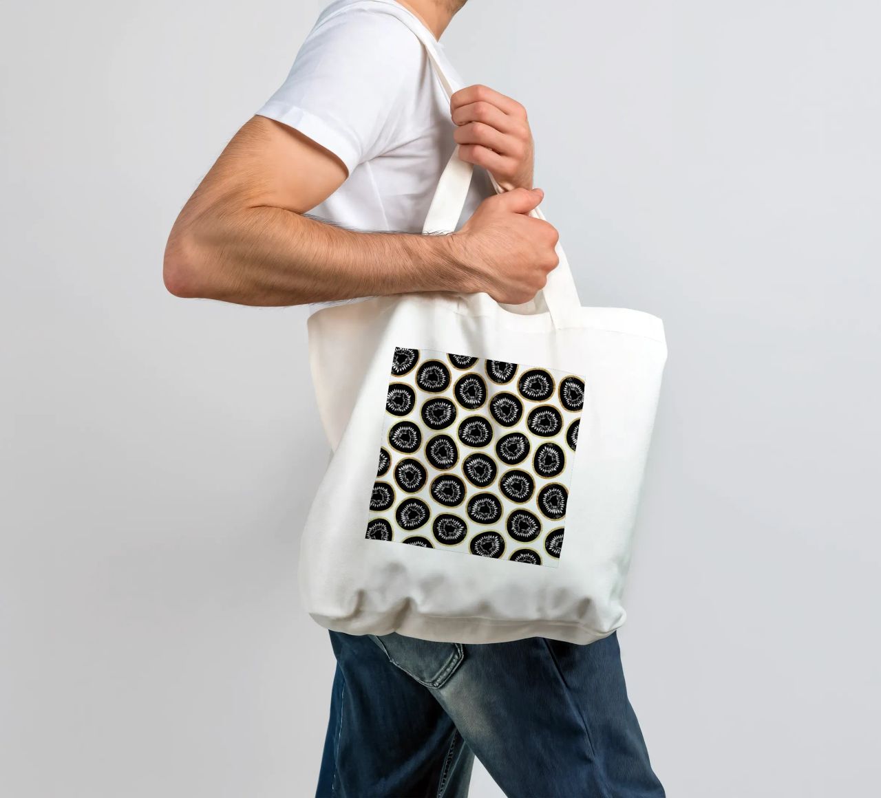 Kiwi Pattern borsa in juta da Elisabeth Fredriksson