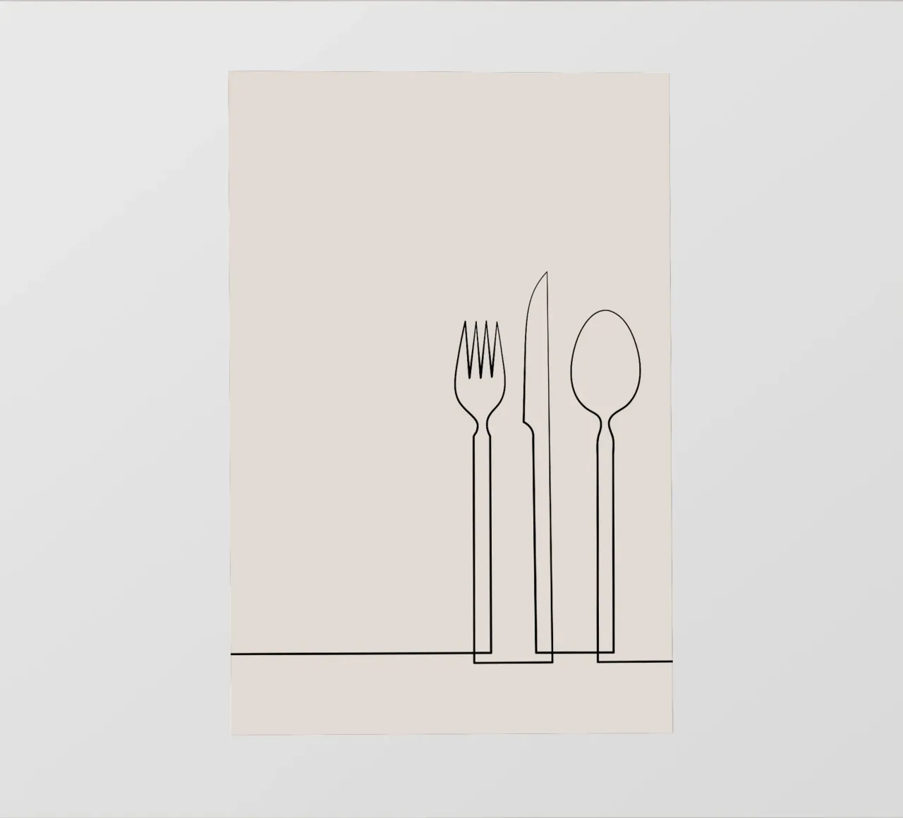 Stampa d'arte a parete di posate minimaliste - Sala da pranzo moderna ed elegante telo in pvc da Studio Mooodz