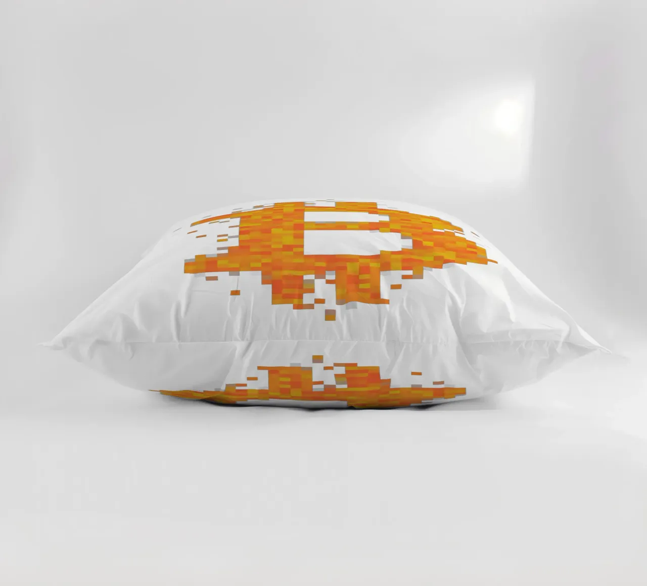 BTC_Pixel_Dark Orange decorative cushion by Crypto_Jungle