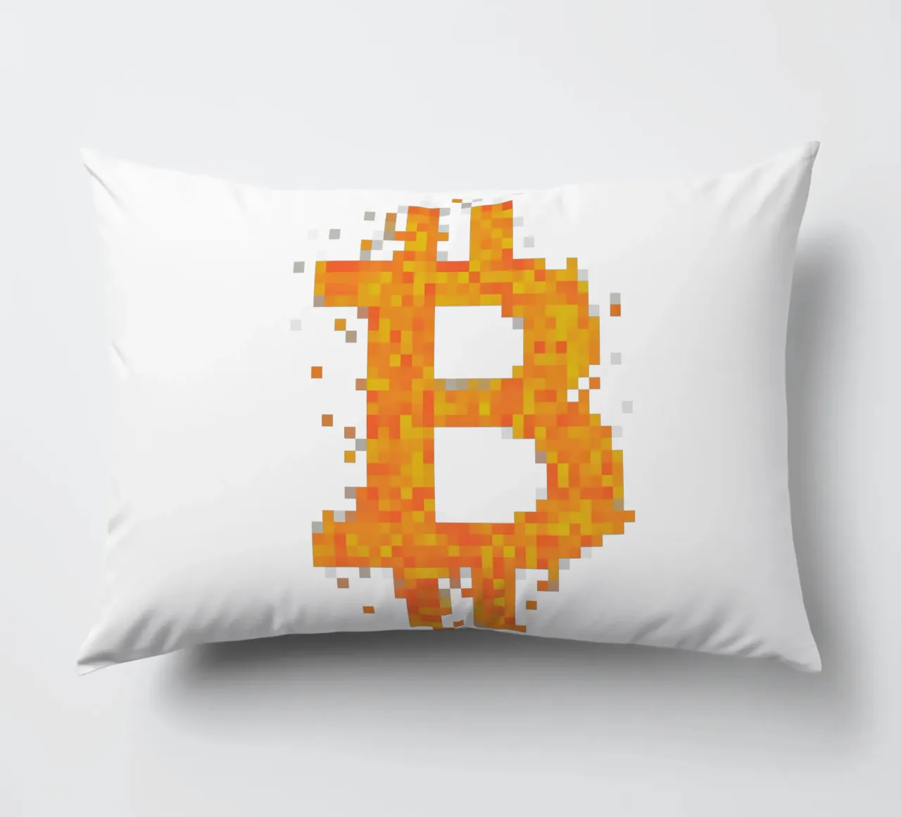BTC_Pixel_Dark Orange decorative cushion by Crypto_Jungle