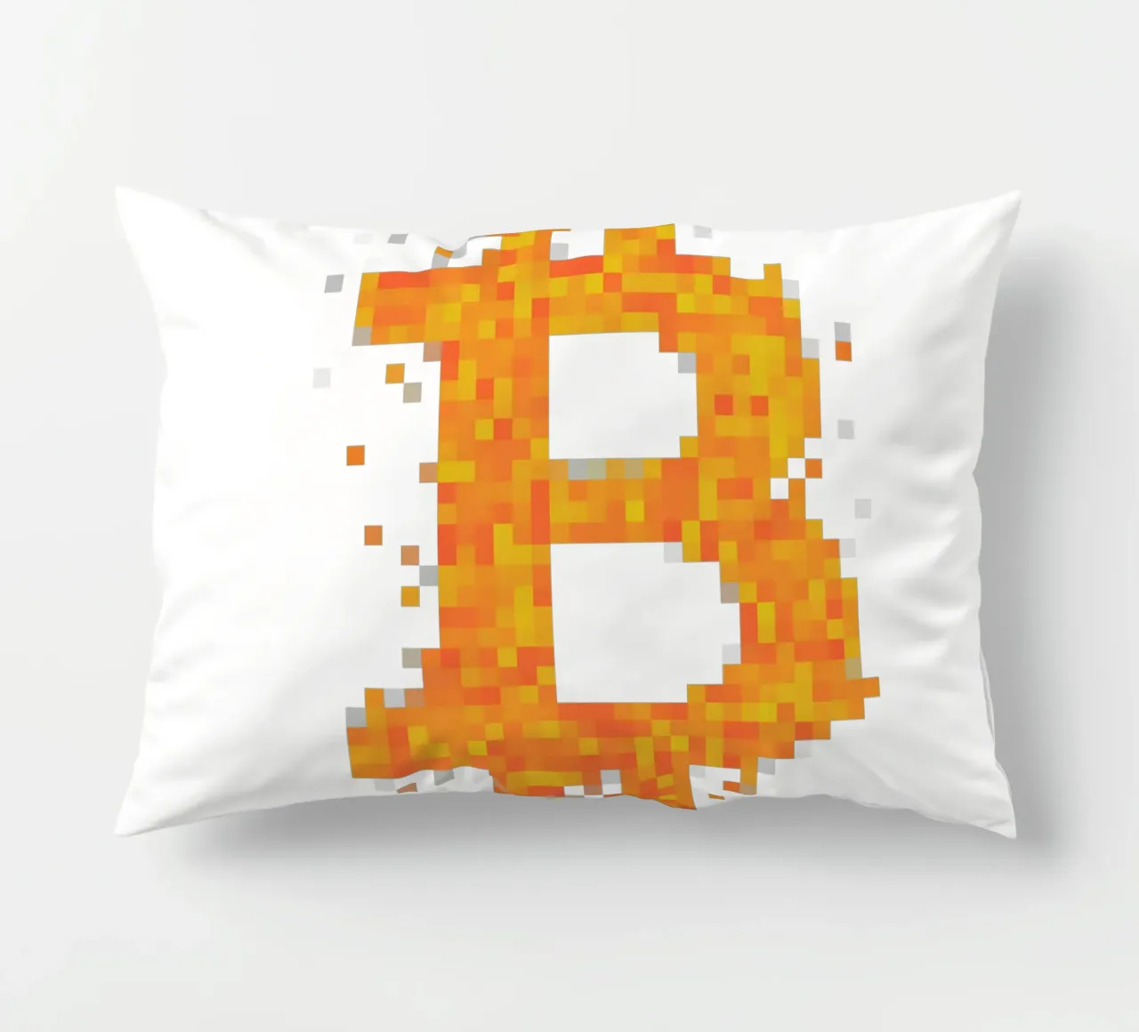 BTC_Pixel_Dark Orange decorative cushion by Crypto_Jungle