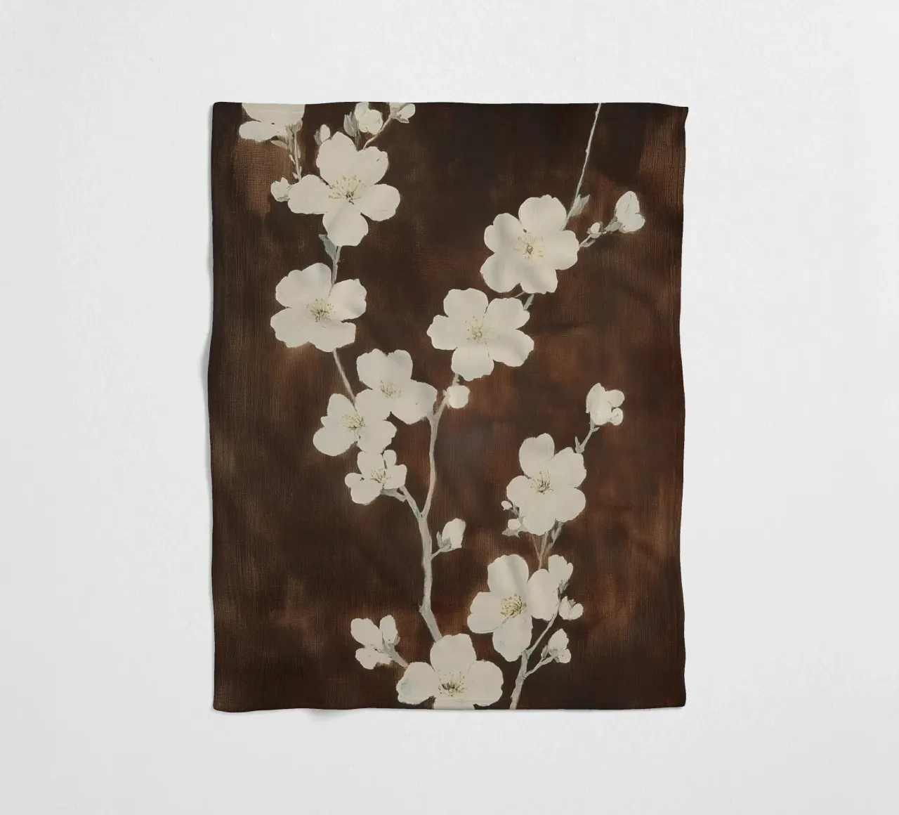 Silhouette di fiori di ciliegio coperta in pile da Melloi Art Print