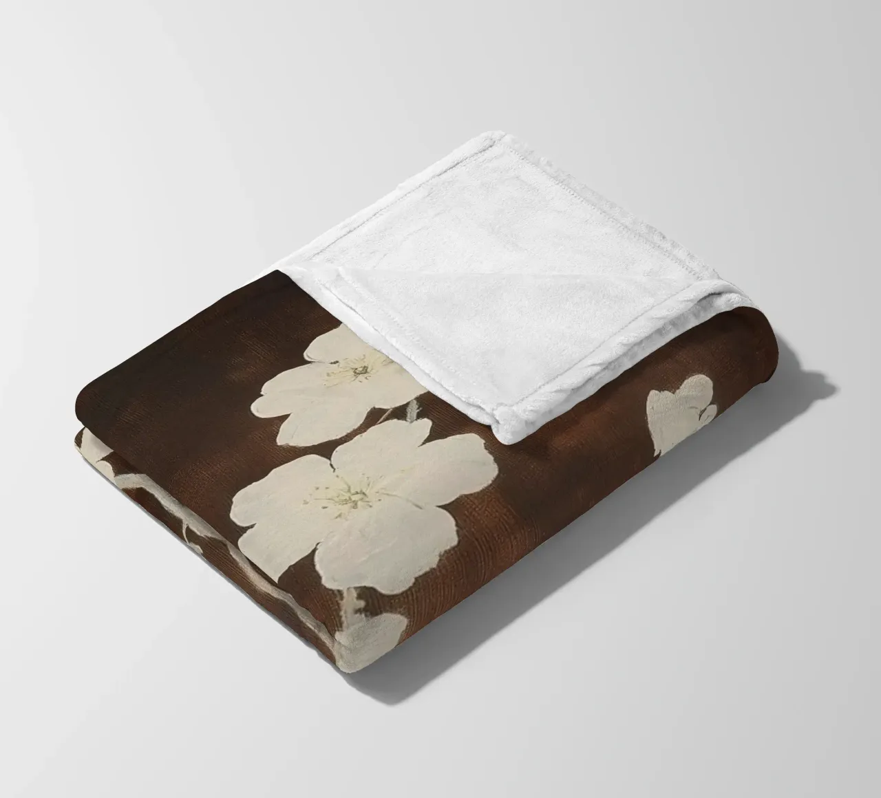 Silhouette di fiori di ciliegio coperta in pile da Melloi Art Print