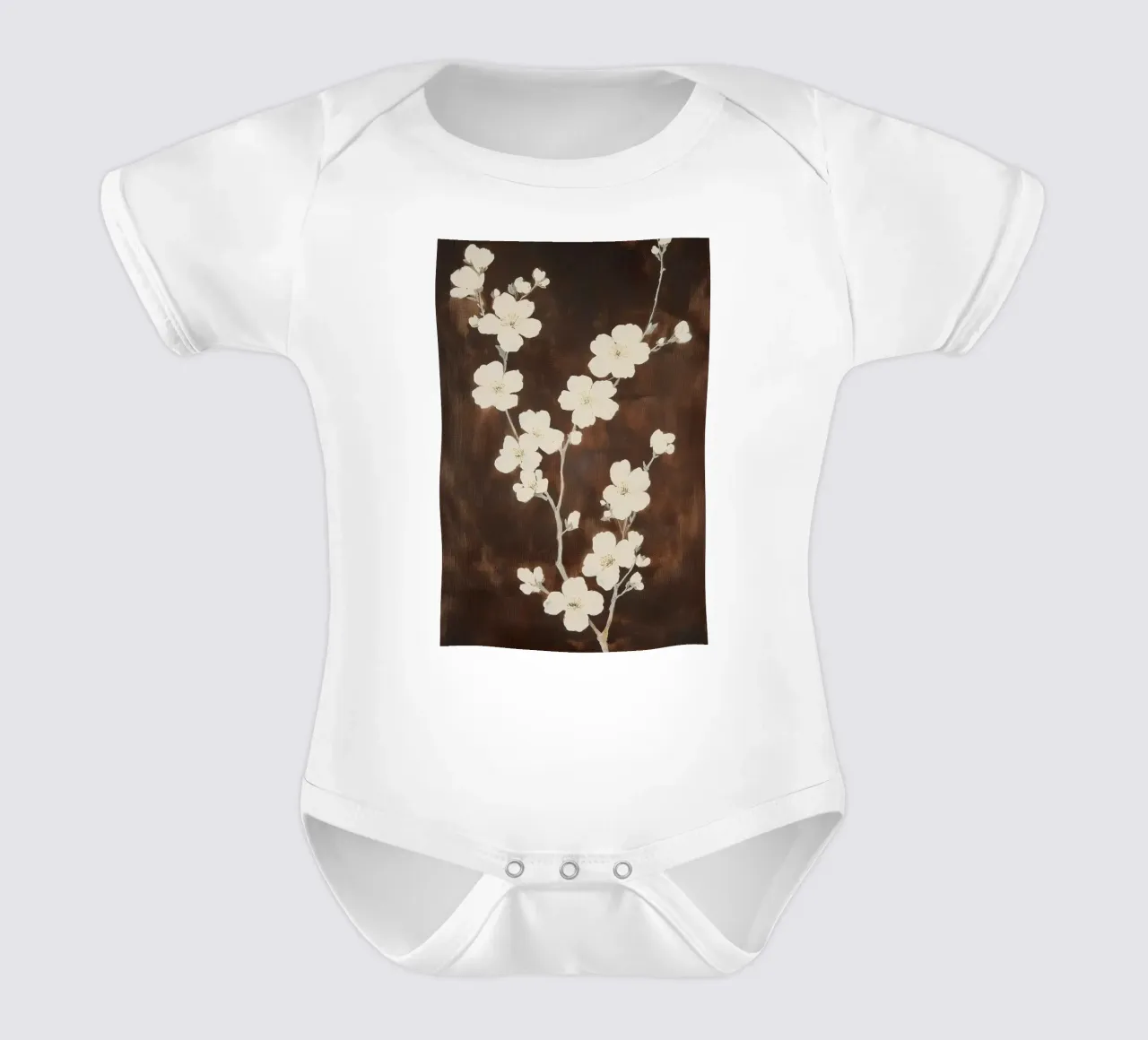 Silhouette di fiori di ciliegio body neonato maniche corte da Melloi Art Print