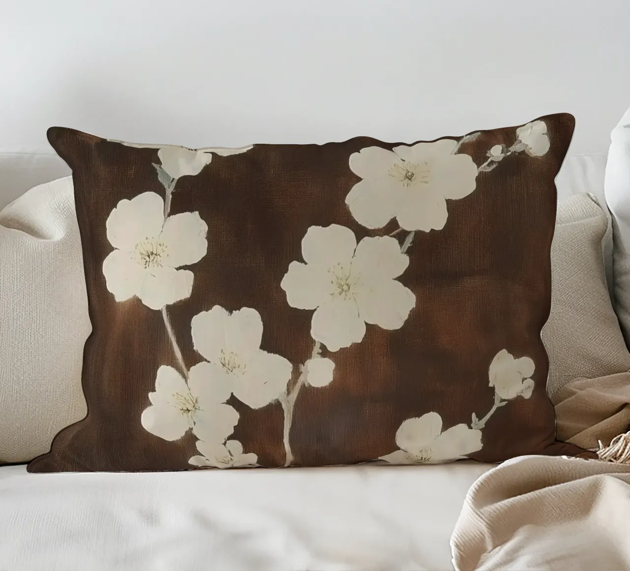 Silhouette di fiori di ciliegio cuscino da Melloi Art Print