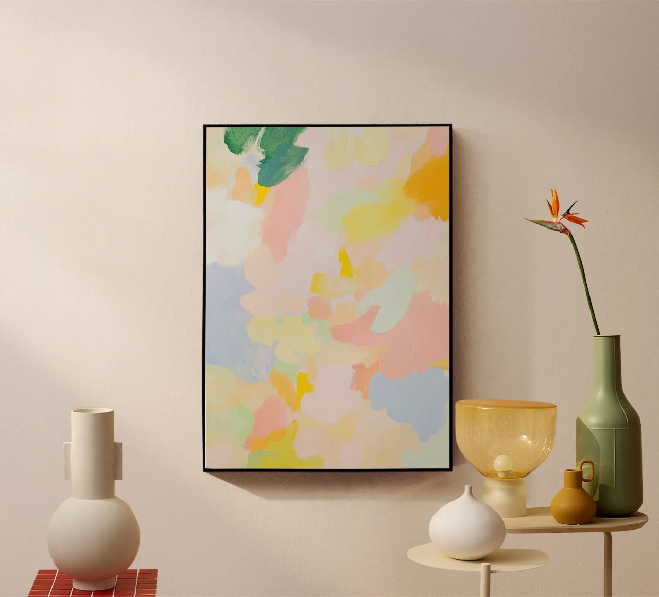 Abstrakt Rosa Licht Frühling Pastell Acryl-Glas von Euphoria Theresa