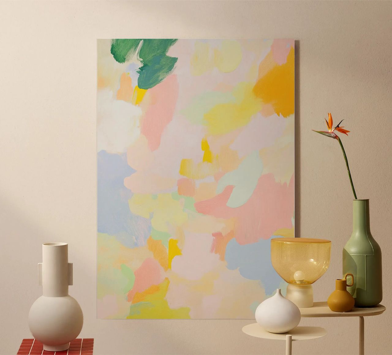 Abstrakt Rosa Licht Frühling Pastell Acryl-Glas von Euphoria Theresa