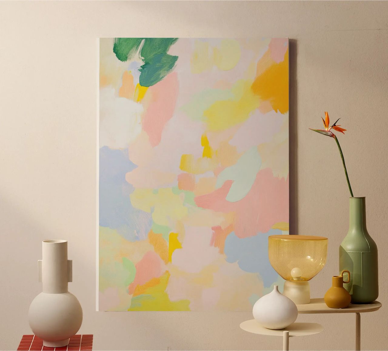 Abstrakt Rosa Licht Frühling Pastell Leinwand von Euphoria Theresa