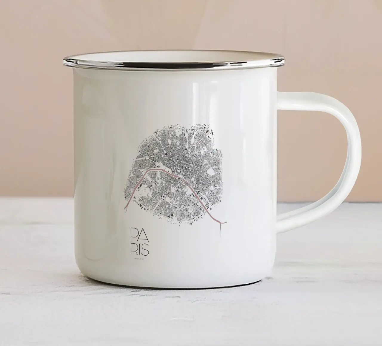 Mappa minimale di Parigi tazza in smalto da MOOODZART