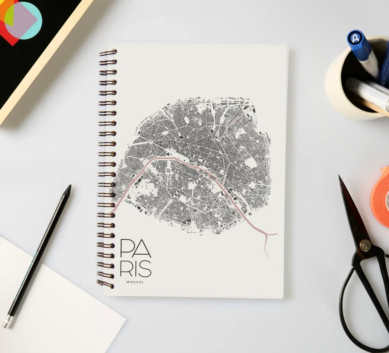 Paris Minimal Map spiral notebook by MOOODZART