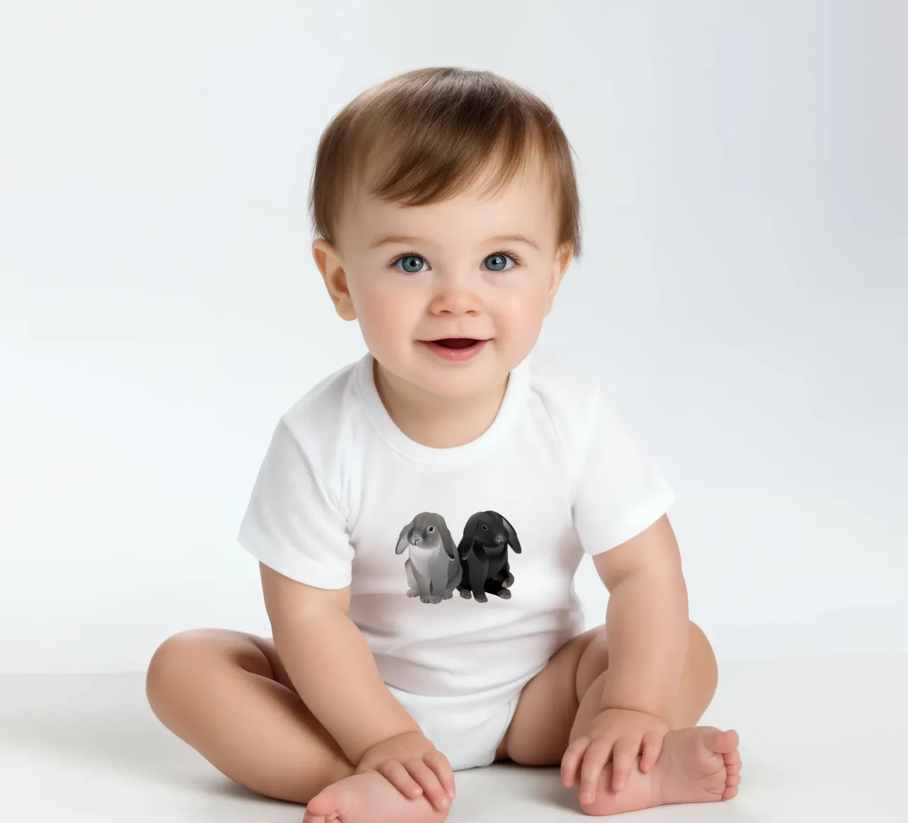 Due simpatici conigli body neonato maniche corte da Schuhmann Design