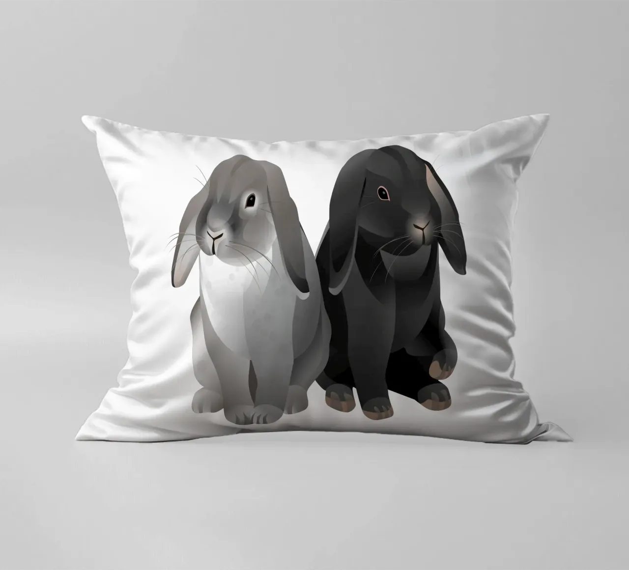 Two cute rabbits decorative cushion by Schuhmann Design