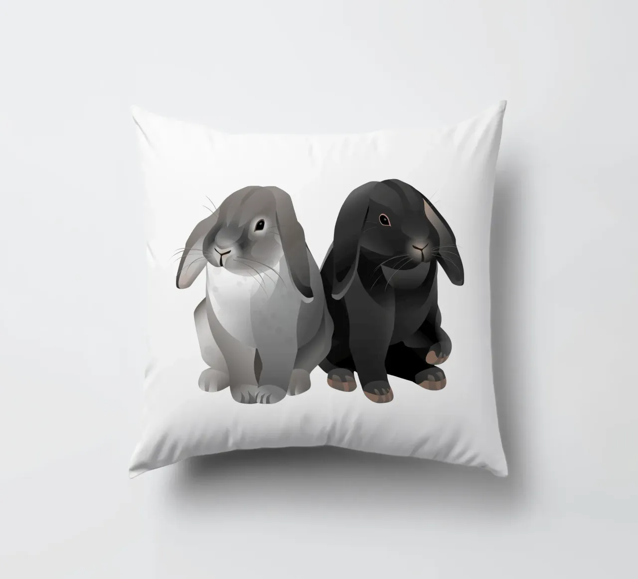 Two cute rabbits decorative cushion by Schuhmann Design