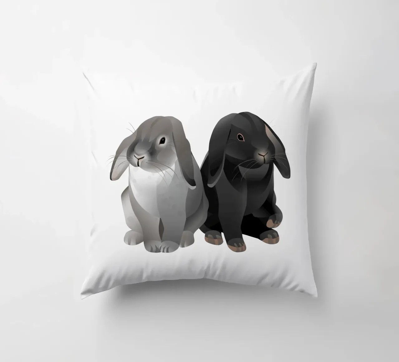 Two cute rabbits decorative cushion by Schuhmann Design