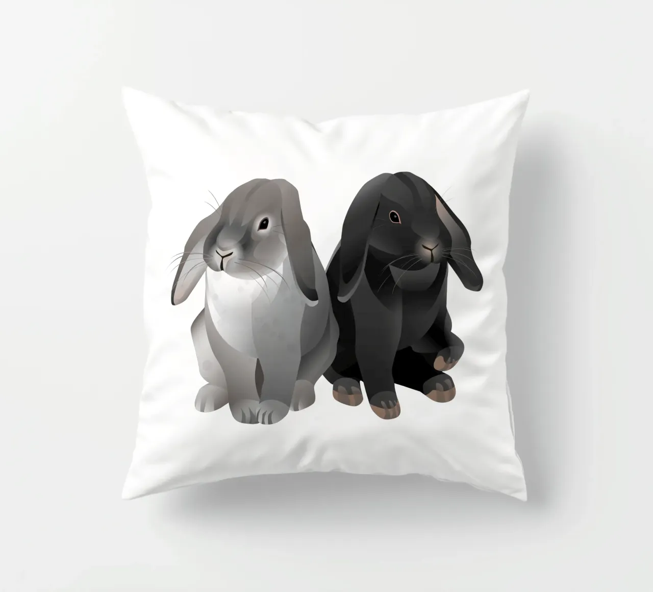 Two cute rabbits decorative cushion by Schuhmann Design