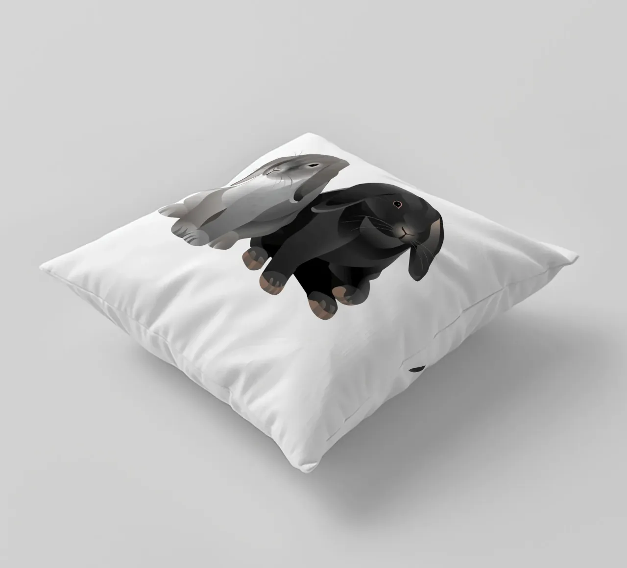 Two cute rabbits decorative cushion by Schuhmann Design