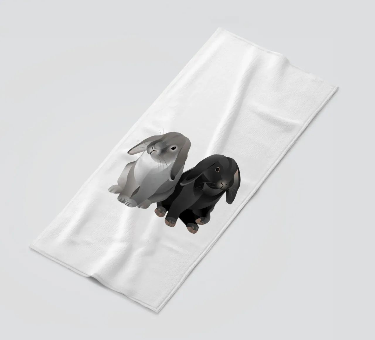 Two cute rabbits beach towel by Schuhmann Design