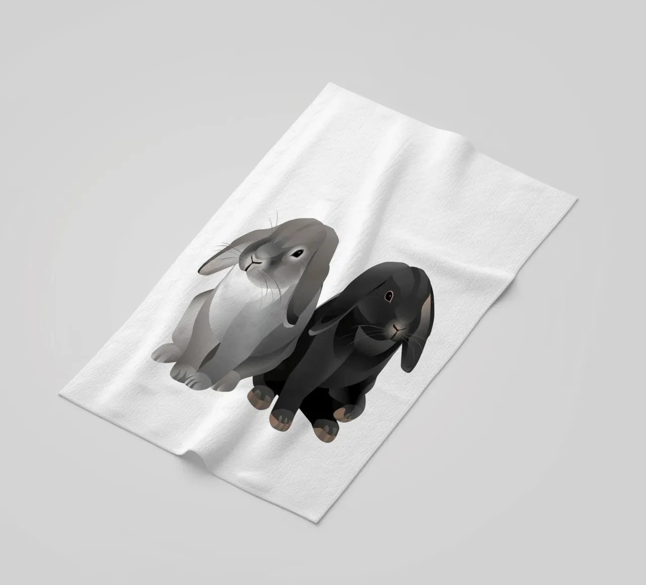 Two cute rabbits beach towel by Schuhmann Design