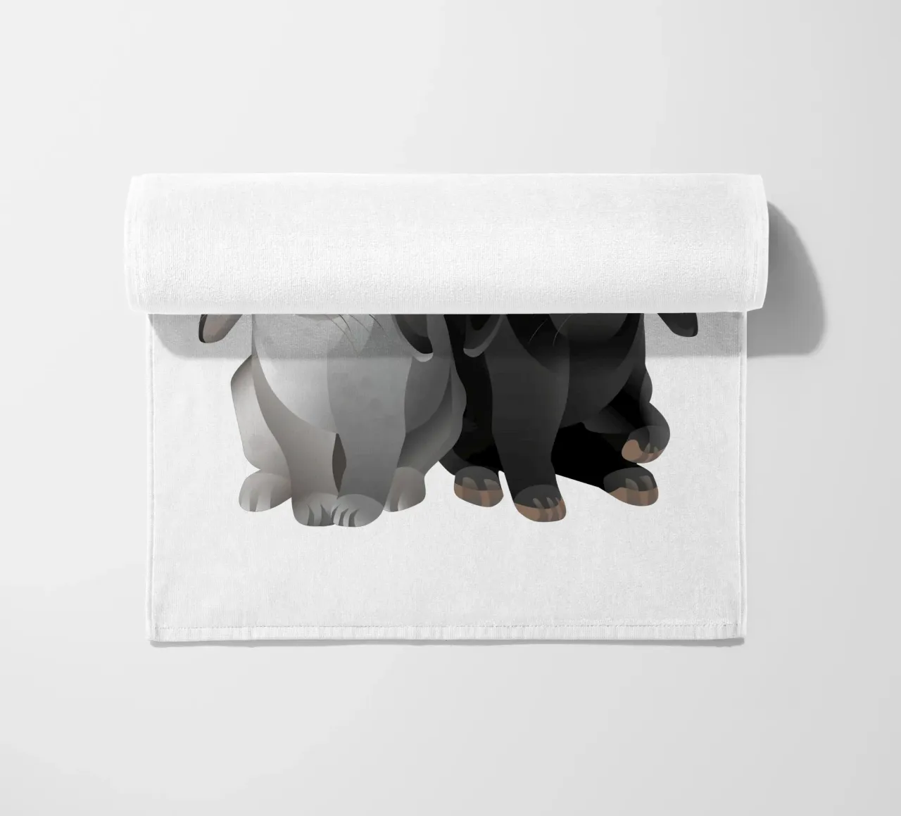 Two cute rabbits beach towel by Schuhmann Design