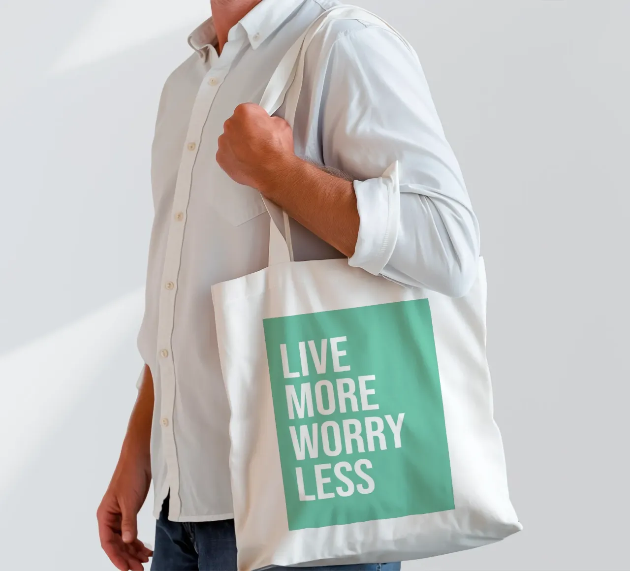 Live More Worry Less borsa in juta da WORD & WONDER