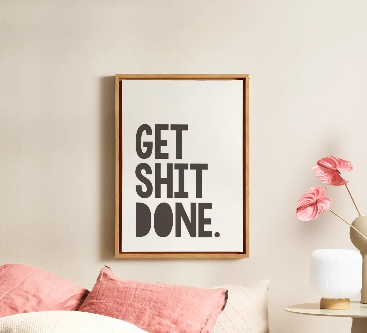 Get Shit Done tela con Cornice a cassetta da WORD & WONDER