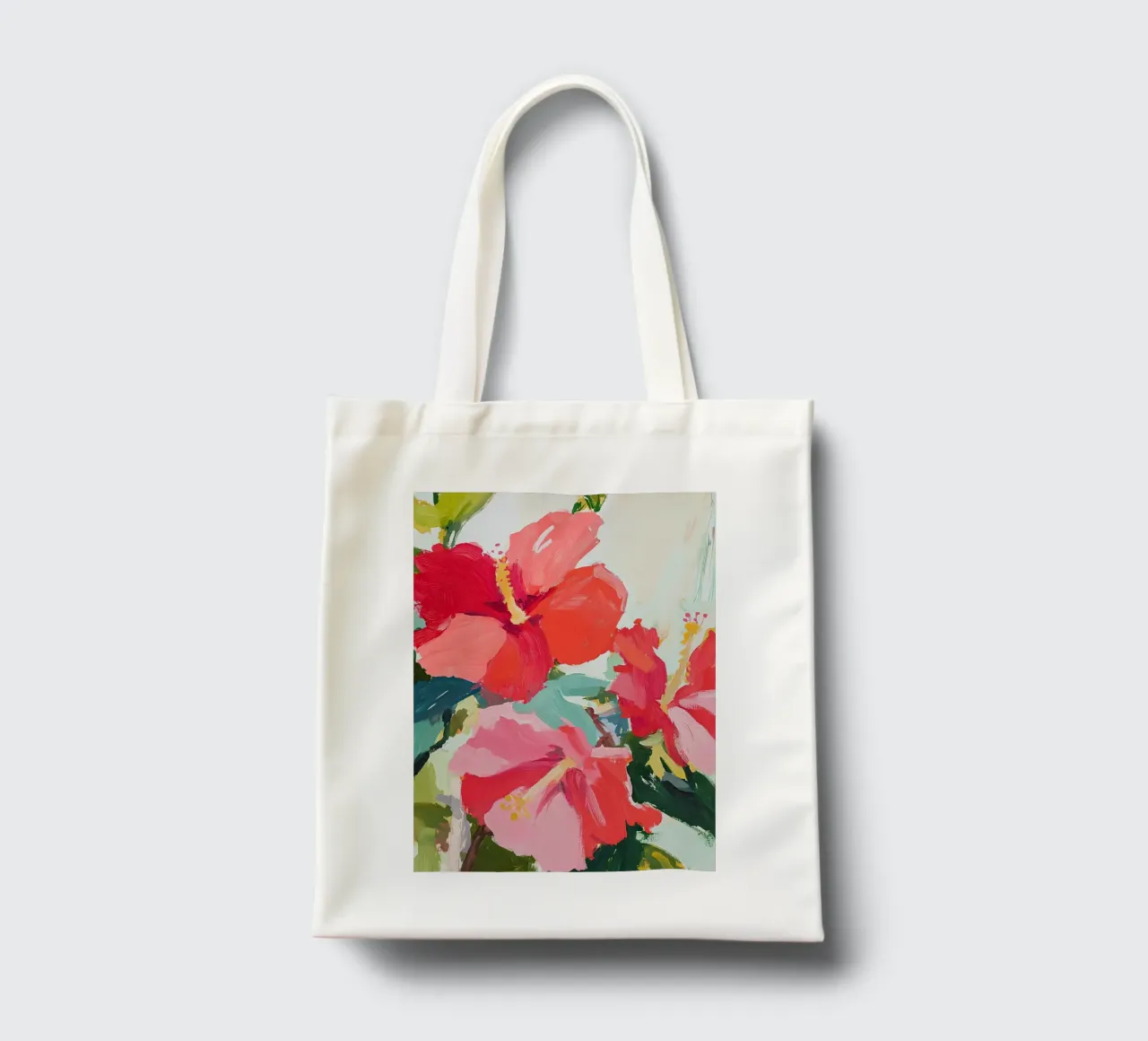 Fiammate botaniche: Ibisco rosso in fiore borsa in juta da Euphoria Theresa
