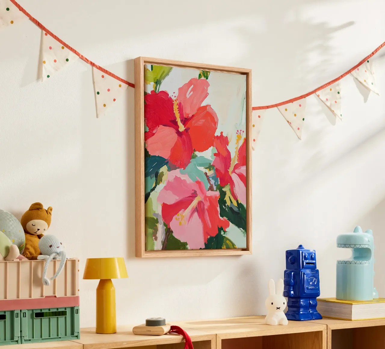 Fiammate botaniche: Ibisco rosso in fiore tela con Cornice a cassetta da Euphoria Theresa