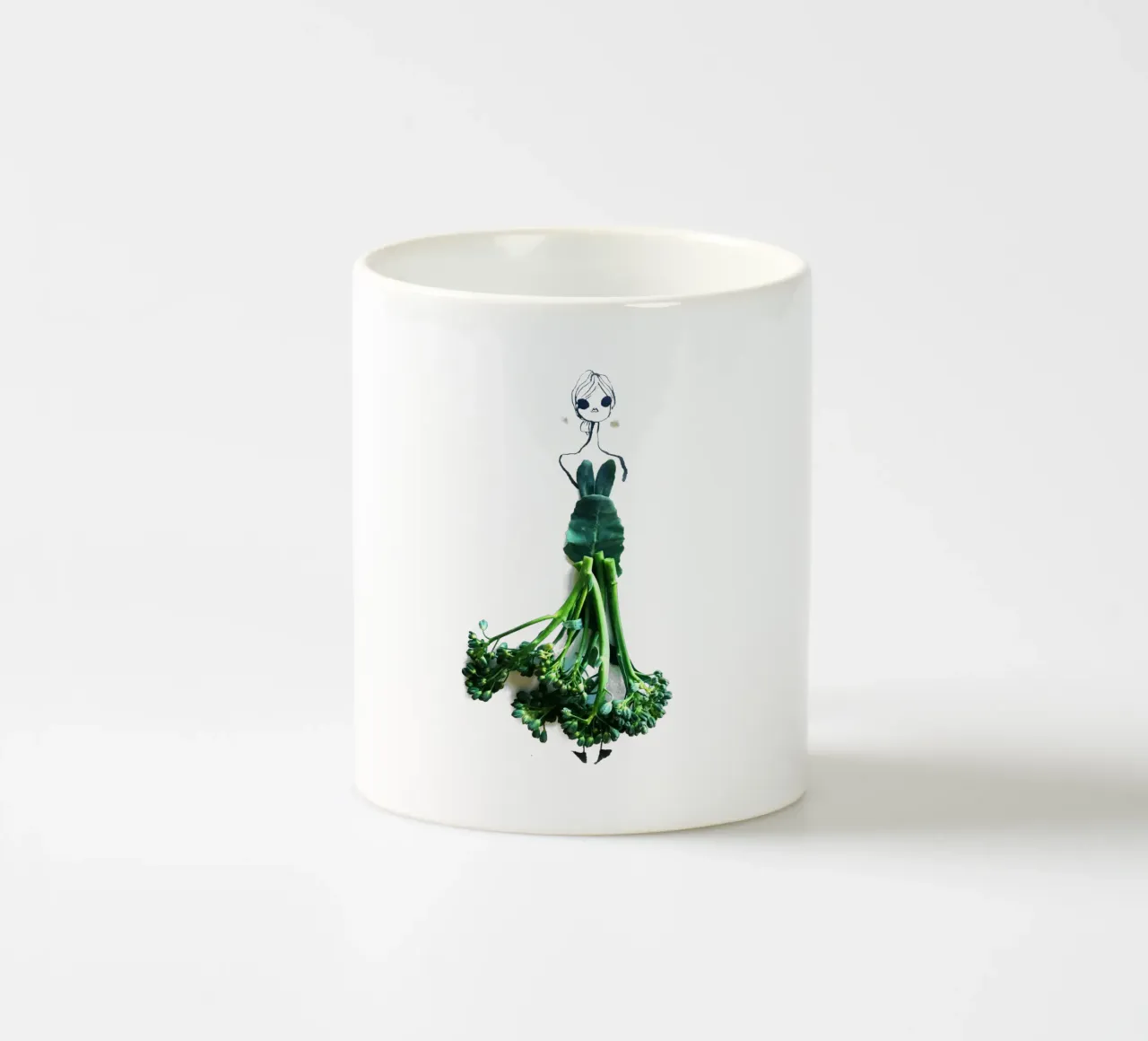 Broccolini ceramic mug by Gretchen Roehrs