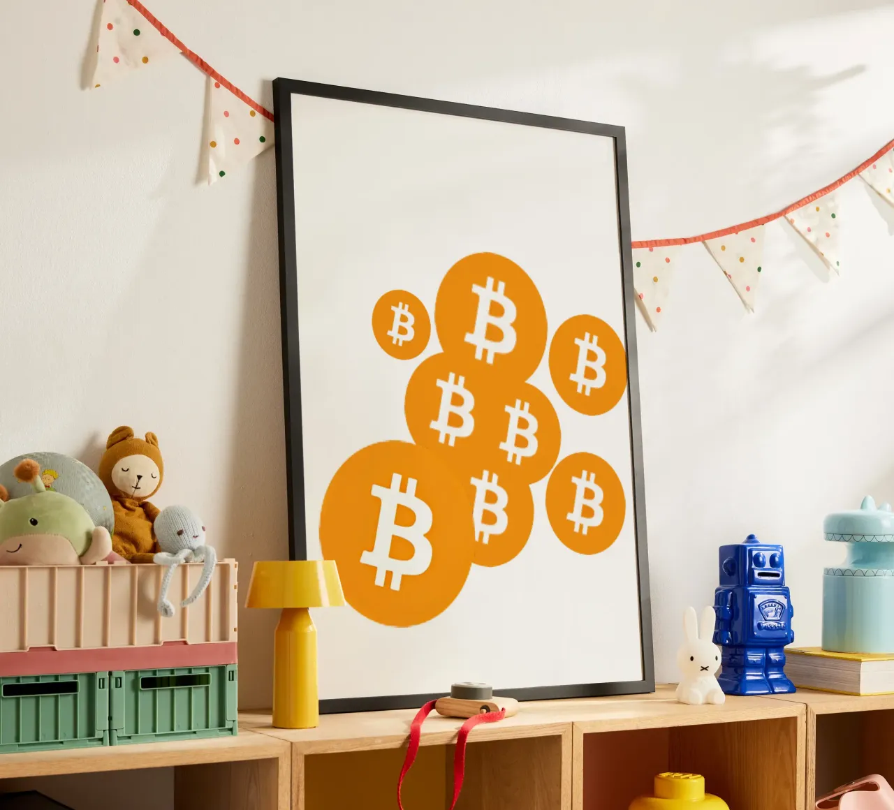 BTC_Rain I poster con telaio in legno da Crypto_Jungle