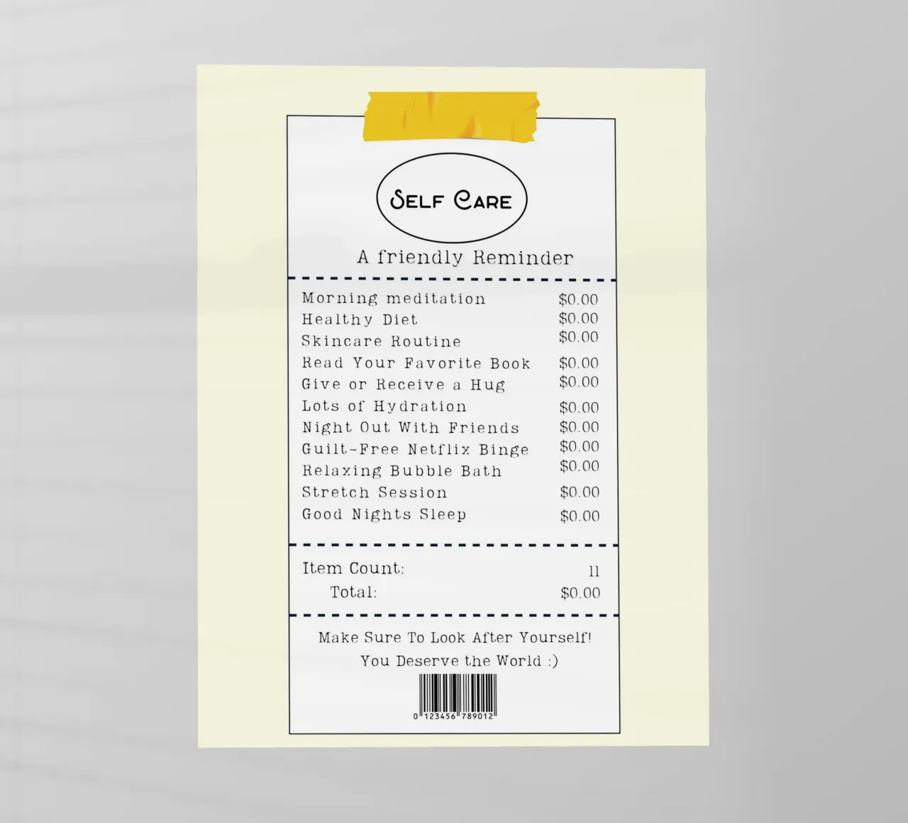 self-care checklist pellicola backlit da ramosashop
