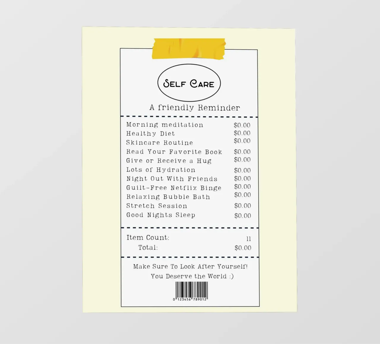 self-care checklist pellicola backlit da ramosashop