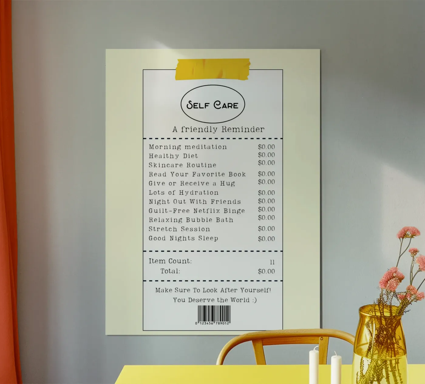 self-care checklist poster by ramosashop