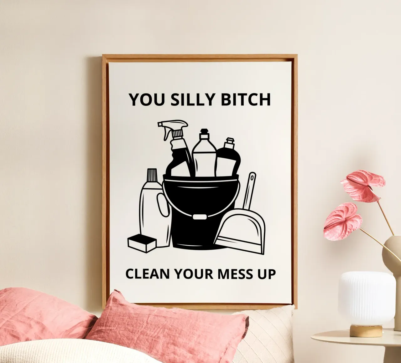 Clean your mess up canvas met Baklijst van ramosashop