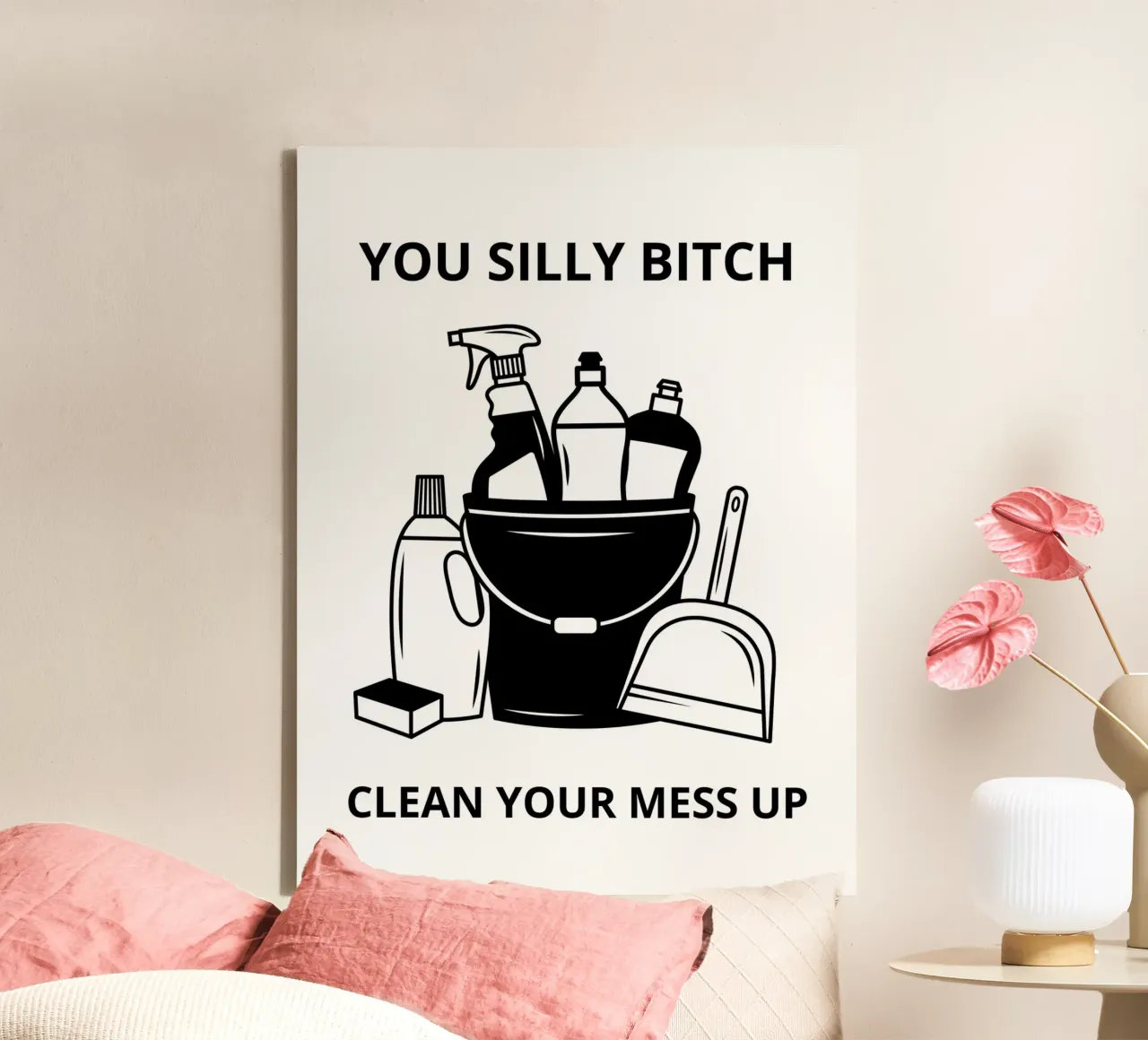 Clean your mess up canvas met Baklijst van ramosashop