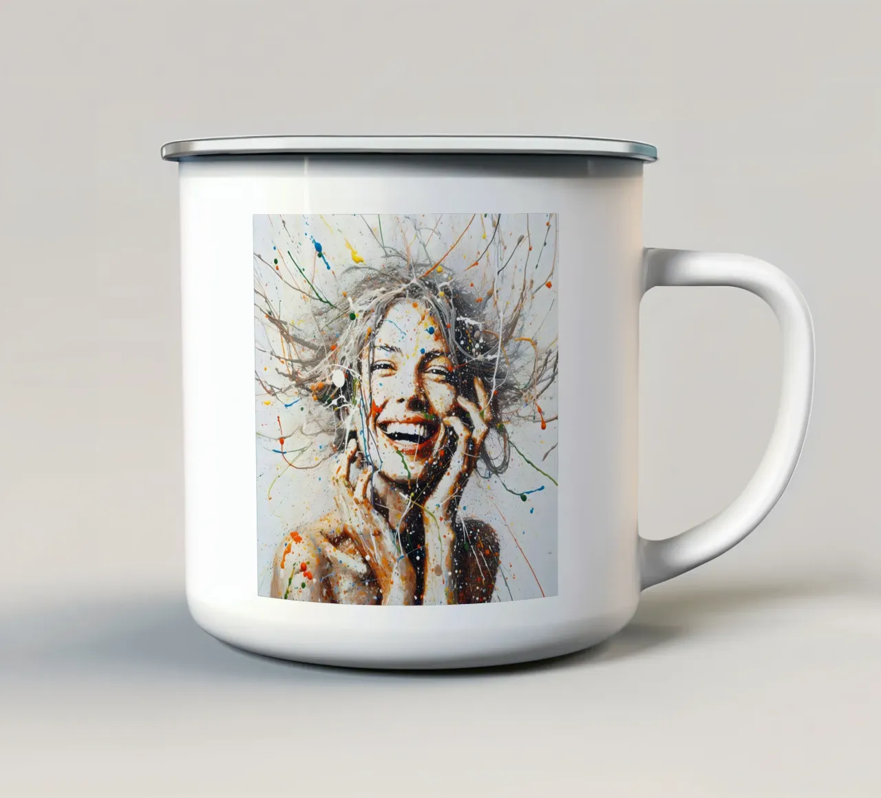Frau Actionpainting tazza in smalto da nomad