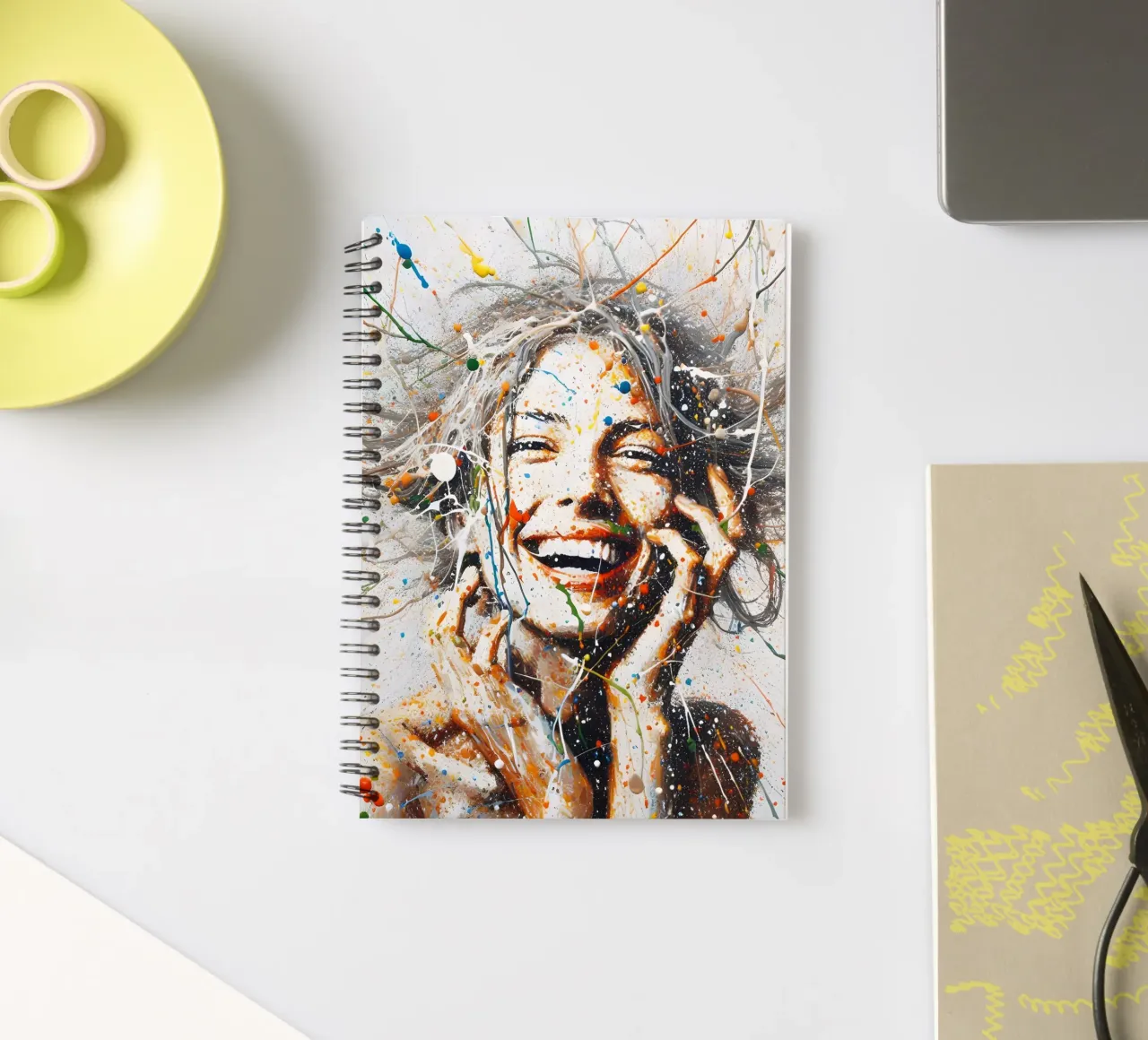 Frau Actionpainting spiral notebook by nomad