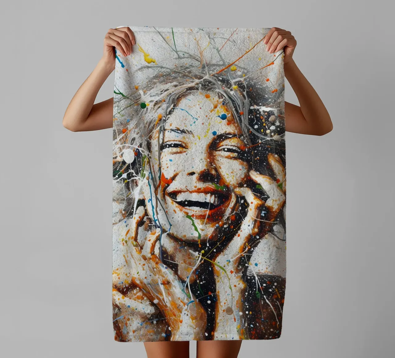 Frau Actionpainting towel by nomad